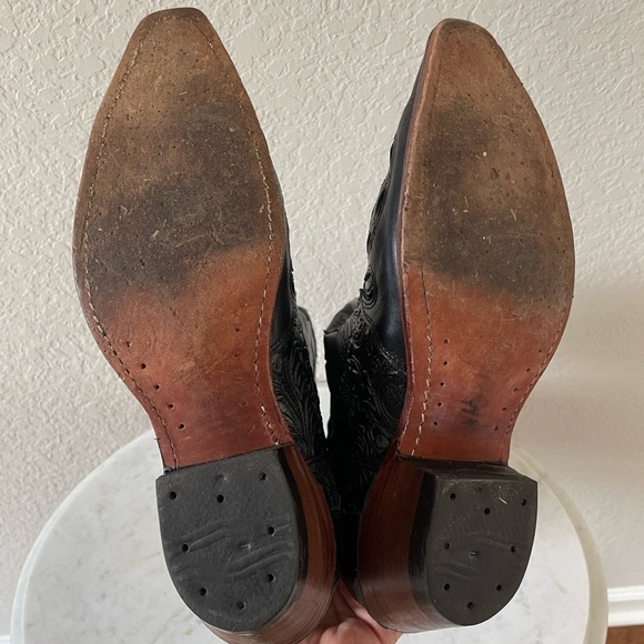 Boulet Tooled Leather Cowgirl Boots Size 9.5 - Picture 11 of 12